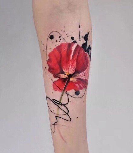 18张适合女士的红色小清新花朵纹身图案