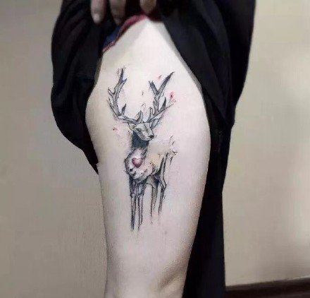 鹿头文身：一组漂亮的小鹿头纹身作品9张
