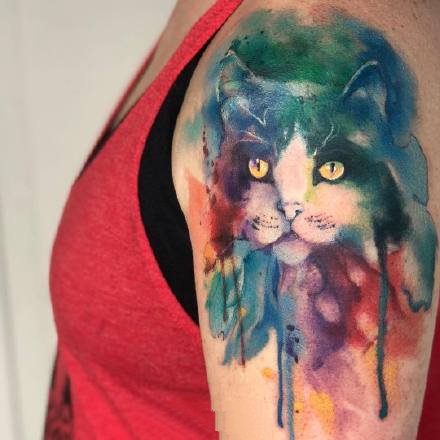9张水彩泼墨风格的动物纹身作品图案