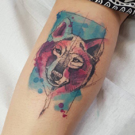 9张水彩泼墨风格的动物纹身作品图案