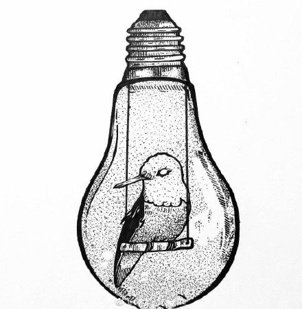 灯泡刺青：一组黑灰的灯泡手稿和作品欣赏