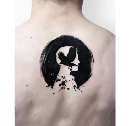 9张深黑色的一组水墨创意纹身图案