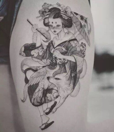 18张漂亮的日本艺妓纹身图案作品