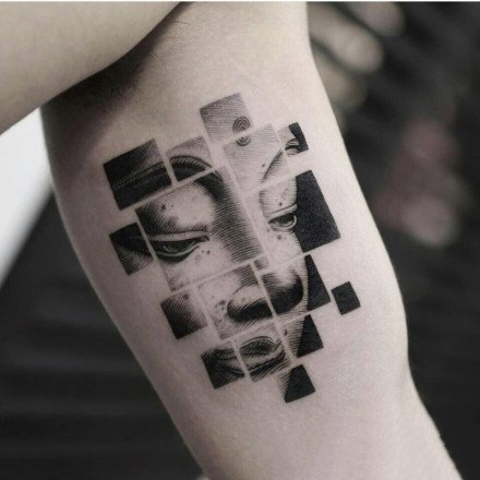 9想很有创意的一组黑灰点刺纹身图案
