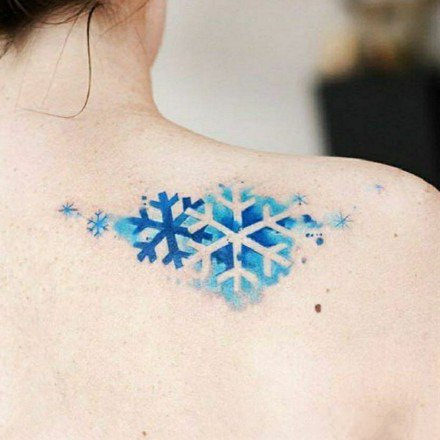 漂亮精致的的一组小清新雪花纹身图