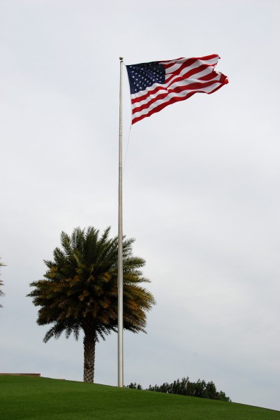 旗杆上的飘扬的美国国旗图片(13张)