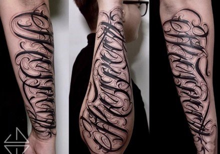 一组奇卡诺花体字的纹身图案欣赏