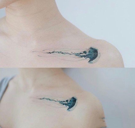 简约小清新的一组水母纹身图案