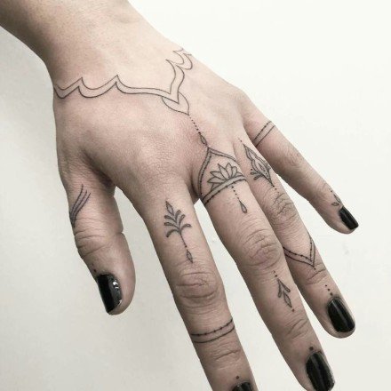 创意的一组手背手指上的小纹身欣赏