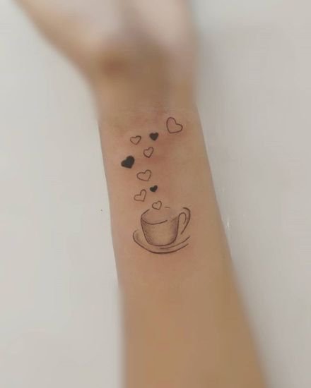 和咖啡相关的一组主题纹身图片