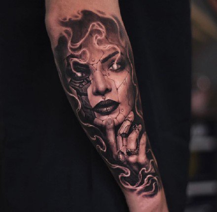 18张欧美大黑灰手臂写实纹身作品图案