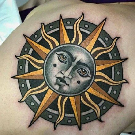 太阳图腾的一组太阳纹身图案欣赏