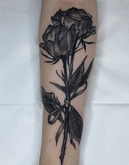 来自芝加哥纹身师的黑色植物纹身欣赏