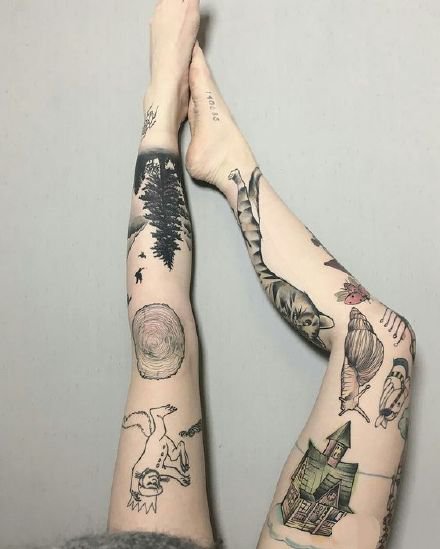 小图拼接的性感花腿纹身欣赏