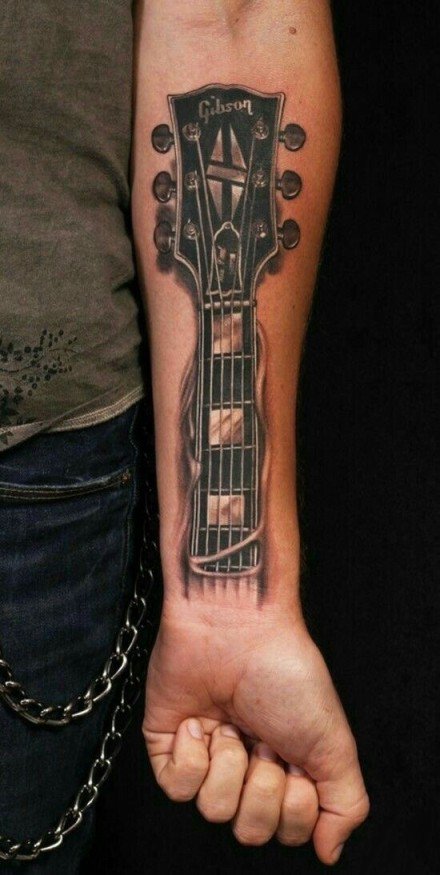 9张适合吉他手的吉他纹身图案