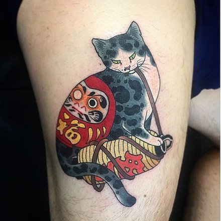 9张日式风格的纹身大猫图案