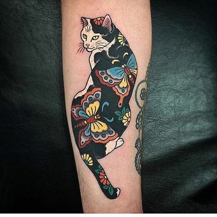 9张日式风格的纹身大猫图案