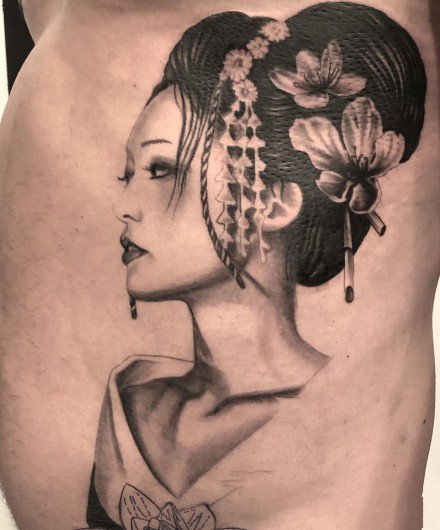 个性的一组日本艺妓纹身图案9张