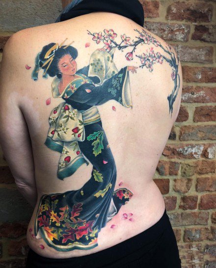 个性的一组日本艺妓纹身图案9张