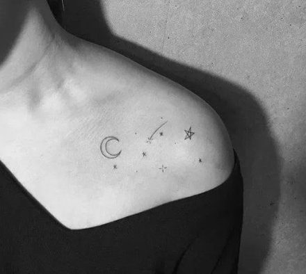 小清新的五角星星图案纹身作品