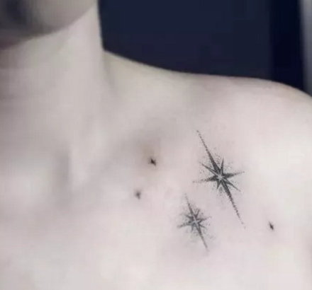 小清新的五角星星图案纹身作品