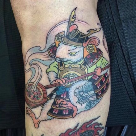 日式传统风格的猫土鼠青蛙等动物纹身
