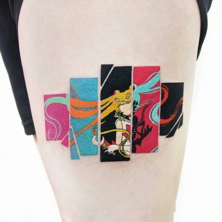 色块拼接的一组个性纹身图片