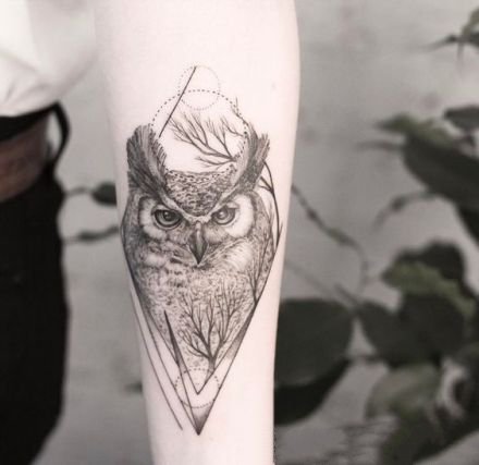 一组动物猫头鹰的纹身作品欣赏