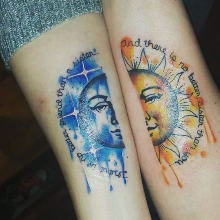 太阳与月亮主题的日月纹身图案9张