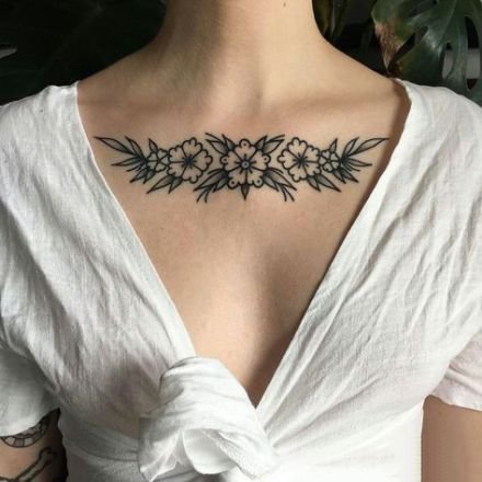 适合女生锁骨到肩部的唯美纹身图案18张