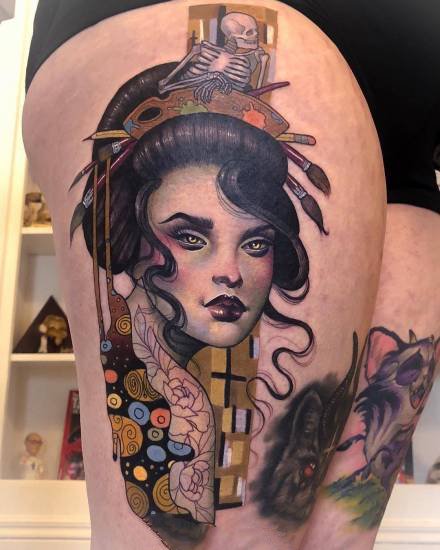18张适合大腿手臂的欧美女郎纹身图案