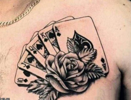 个性的一组扑克牌纹身图片