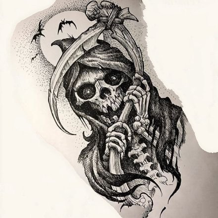 死神主题的一组纹身图案作品9张