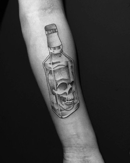 瓶子主题的一组玻璃瓶纹身图案