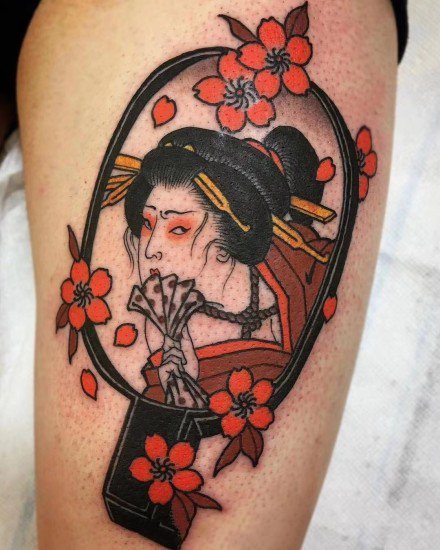 日式生首的一组彩色小图纹身作品