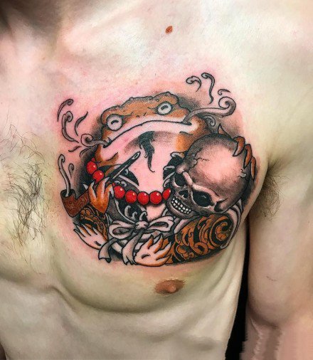 蟾蜍主题的一组金蟾等​纹身图案