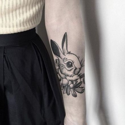 兔子主题的一组可爱小兔子纹身作品