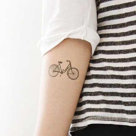 很小清新的简约单车自行车纹身图案