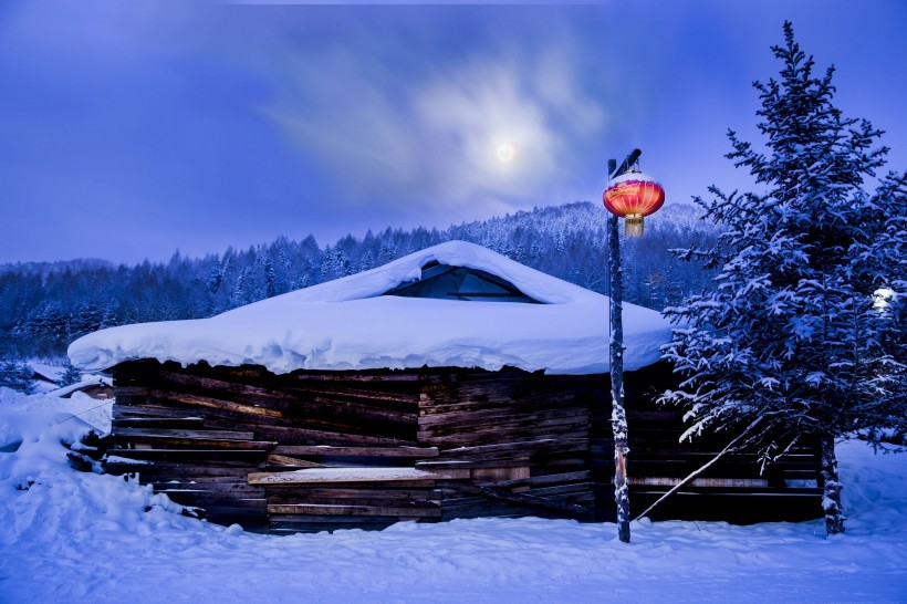 童话般的雪乡晨曦自然风景图片(9张)