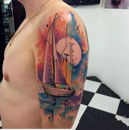 很漂亮的9张大帆船纹身图案