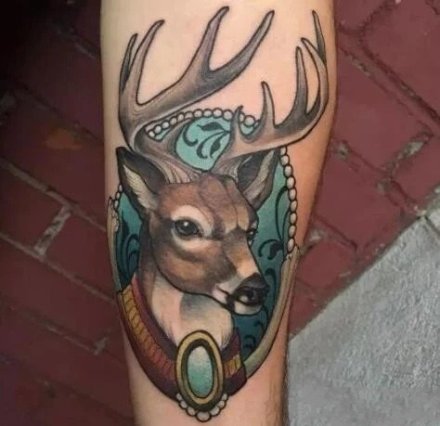 很小清新的一组小鹿头纹身图案