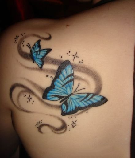 很小清新的一组蝴蝶纹身作品图片