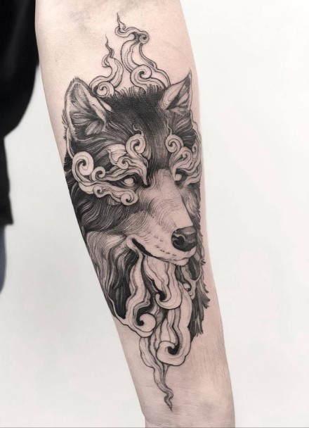 狼头主题的一组狼纹身图案赏析