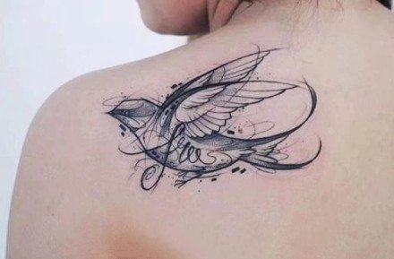 燕子主题的一组小清新飞燕纹身图