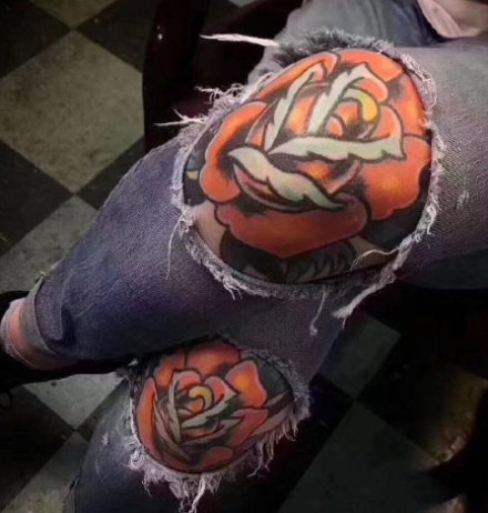 膝盖部位的一组个性纹身作品欣赏