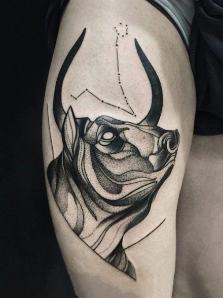 9张强壮的公牛头纹身图案欣赏