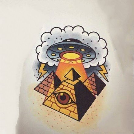 关于飞碟UFO的9张纹身作品图片