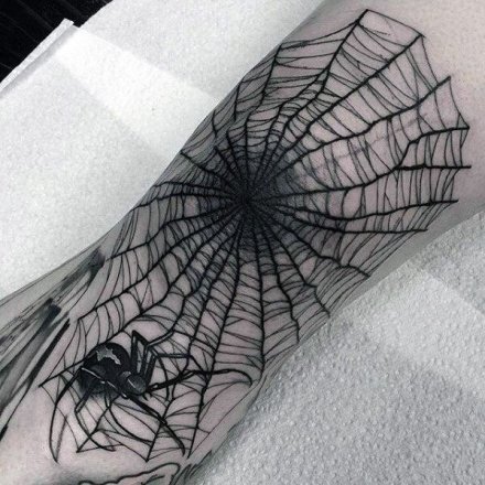 9张黑色的蜘蛛和蛛网纹身作品图案