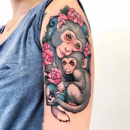 个性的一组猴子纹身图片