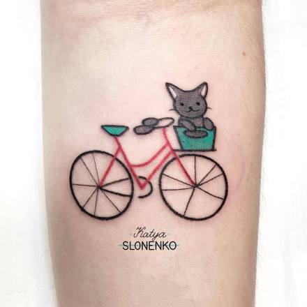 小清新的一组单车自行车纹身图片